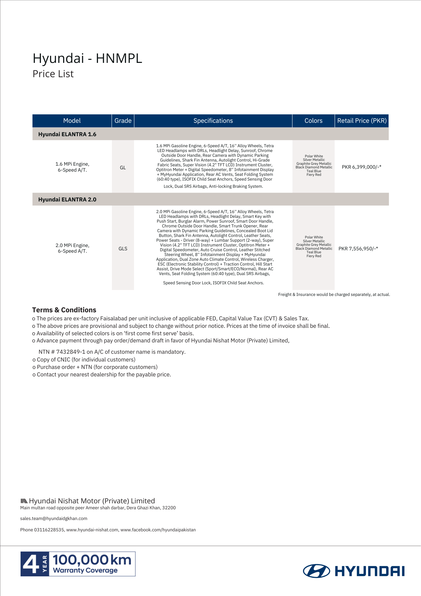 Price List