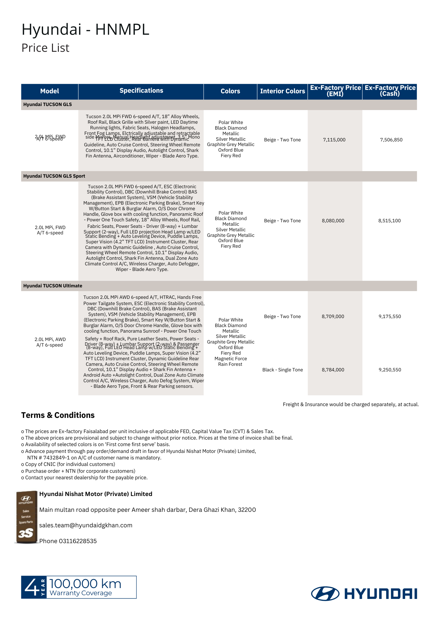 Price List